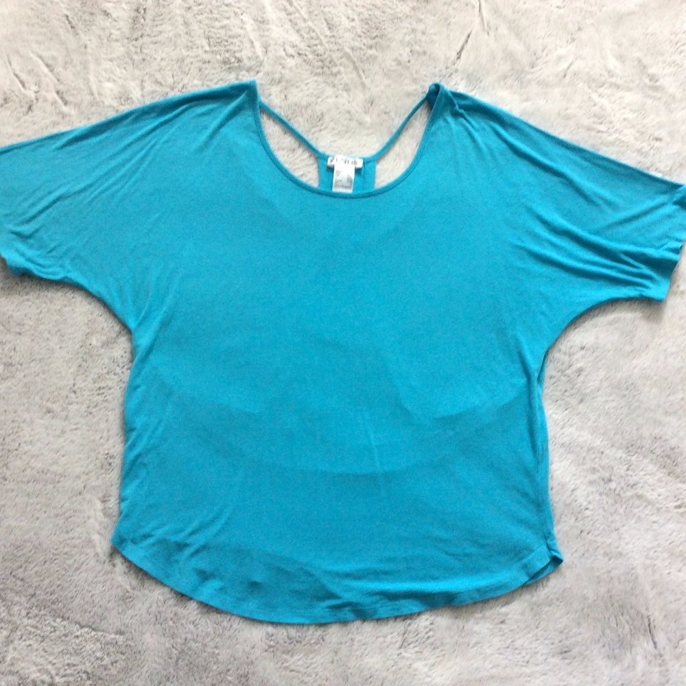 Venus *AQUA BLUE* Racerback Basic Short Sleeve Top - Picture 2 of 9